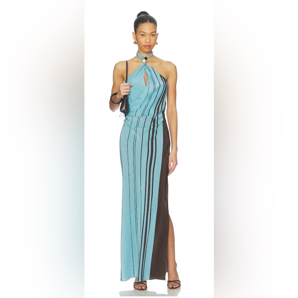 Rioja Halter Scarf Maxi Dress in Pacha Mineral Stripe, XS. SIR. / Revolve